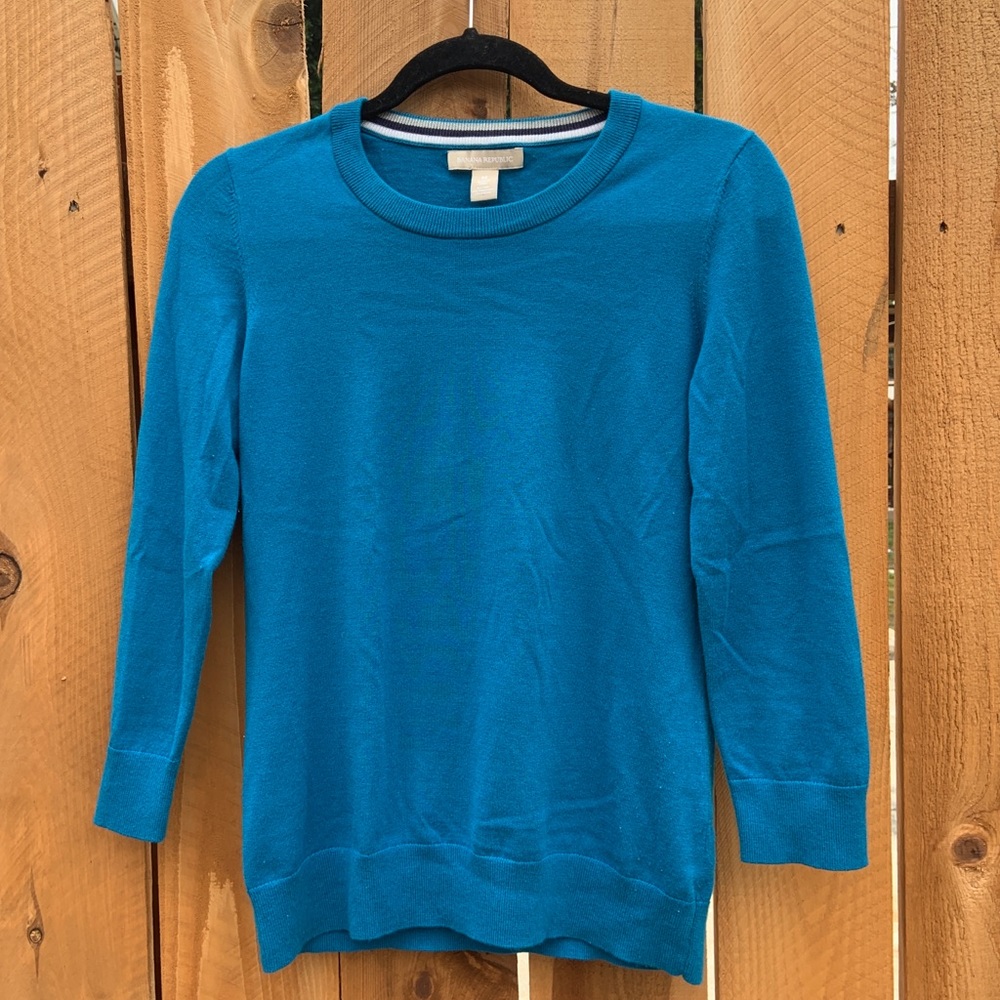 Banana Republic teal silk blend sweater